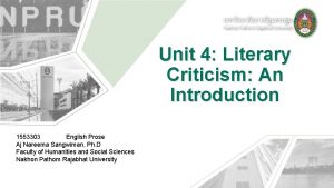 Unit 4 Literary Criticism An Introduction 1553303 English
