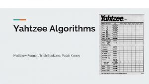 Yahtzee algorithm