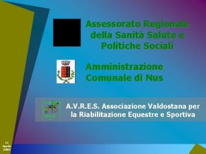 Assessorato Regionale della Sanit Salute e Politiche Sociali