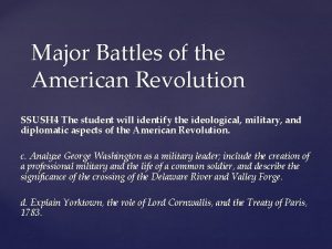 Major Battles of the American Revolution SSUSH 4