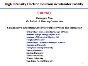 High Intensity Electron Positron Accelerator Facility HIEPAF Zhengguo