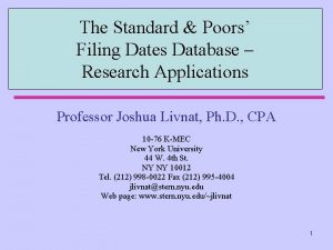 The Standard Poors Filing Dates Database Research Applications