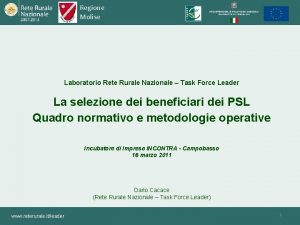 Regione Molise Laboratorio Rete Rurale Nazionale Task Force