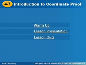 4 7 Introductiontoto Coordinate Proof Warm Up Lesson