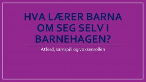 HVA LRER BARNA OM SEG SELV I BARNEHAGEN