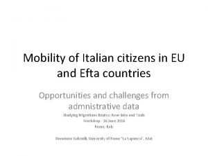 Mobility of Italian citizens in EU and Efta