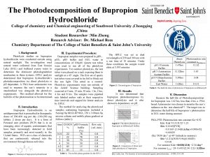 The Photodecomposition of Bupropion Hydrochloride College of chemistry