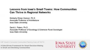 Lessons from Iowas Small Towns How Communities Can