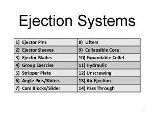 Ejection Systems 1 2 3 4 Ejector Pins