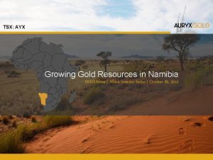 TSX AYX Growing Gold Resources in Namibia MINEAfrica