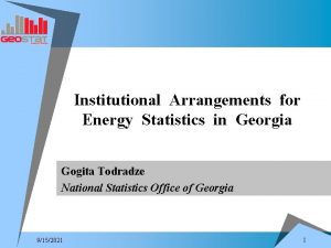 Institutional Arrangements for Energy Statistics in Georgia Gogita