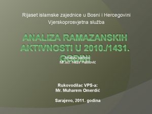 Rijaset islamske zajednice u Bosni i Hercegovini Vjerskoprosvjetna