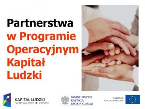 Partnerstwa w Programie Operacyjnym Kapita Ludzki Systematyka partnerstw