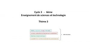 Cycle 3 6me Enseignement de sciences et technologie
