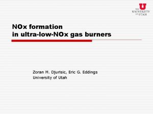 NOx formation in ultralowNOx gas burners Zoran M