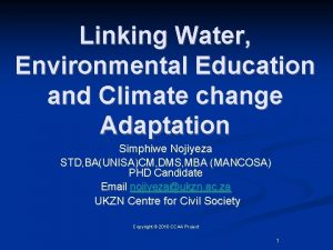 Linking Water Environmental Education and Climate change Adaptation