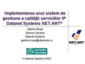 Implementarea unui sistem de gestiune a calitii serviciilor