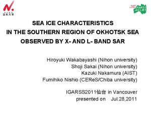 SEA ICE CHARACTERISTICS IN THE SOUTHERN REGION OF