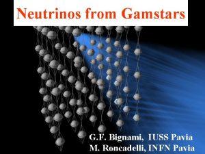 Neutrinos from Gamstars G F Bignami IUSS Pavia