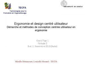 TECFA Technologies pour la Formation et lApprentissage Ergonomie