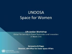 UNOOSA Space for Women UNJordan Workshop Global Partnership