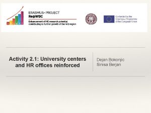 Activity 2 1 University centers and HR offices