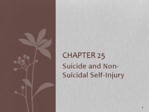 CHAPTER 25 Suicide and Non Suicidal SelfInjury 1