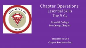 Chapter Operations Essential Skills The 5 Cs Stonehill