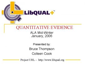 TM QUANTITATIVE EVIDENCE ALA MidWinter January 2006 Presented