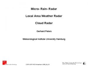Micro Rain Radar Local Area Weather Radar Cloud