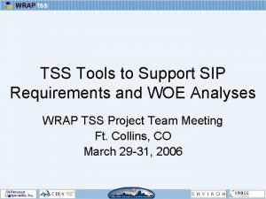 TSS Tools to Support SIP Requirements and WOE