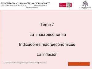 ECONOMA Tema 7 INDICADORES MACROECONMICOS C San Rafael