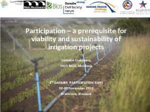 Participation a prerequisite for viability and sustainability of