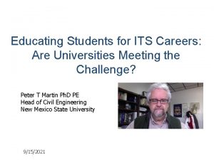 Educating Students for ITS Careers Are Universities Meeting