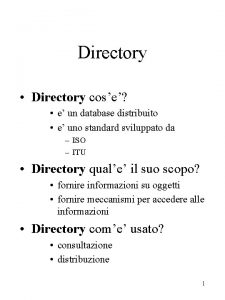 Directory Directory cose e un database distribuito e