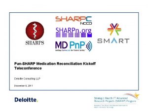 PanSHARP Medication Reconciliation Kickoff Teleconference Deloitte Consulting LLP