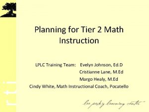 rti Planning for Tier 2 Math Instruction LPLC