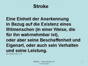 Stroke Einheit der Anerkennung in Bezug auf die