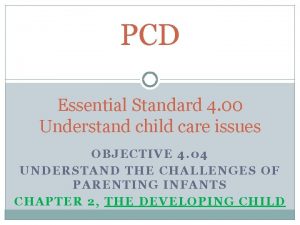 PCD Essential Standard 4 00 Understand child care