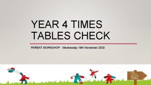 YEAR 4 TIMES TABLES CHECK PARENT WORKSHOP Wednesday