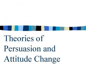 Theories of Persuasion and Attitude Change First A