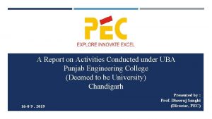 A Report on Activities Conducted under UBA Punjab