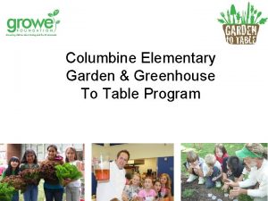 Columbine Elementary Garden Greenhouse To Table Program Columbine