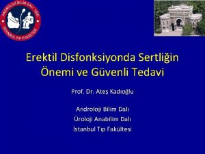 Erektil Disfonksiyonda Sertliin nemi ve Gvenli Tedavi Prof