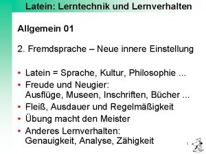 Latein Lerntechnik und Lernverhalten Allgemein 01 2 Fremdsprache