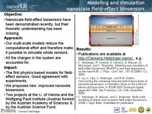 Modeling and simulation nanoscale fieldeffect biosensors Objective Nanoscale