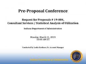 PreProposal Conference Request for Proposals 19 084 Consultant