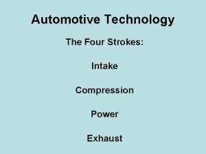 Automotive Technology The Four Strokes Intake Compression Power