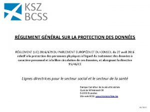 RGLEMENT GNRAL SUR LA PROTECTION DES DONNES RGLEMENT