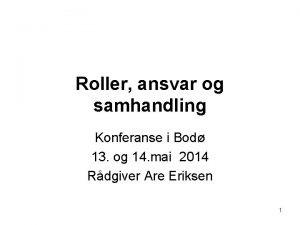 Roller ansvar og samhandling Konferanse i Bod 13